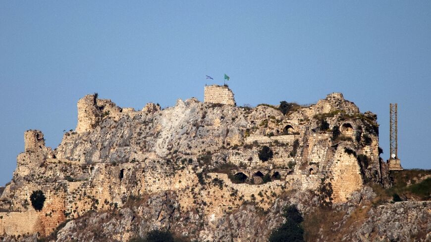 An Israeli flag flies over Beaufort Castle in southern Lebanon as Israel extends ints ground operation deeper into the country 