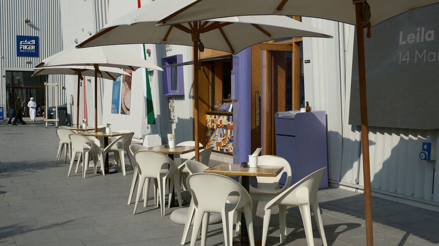 Dining tables are seen outside a restaurant, in Dubai, United Arab Emirates, April 28, 2026. REUTERS