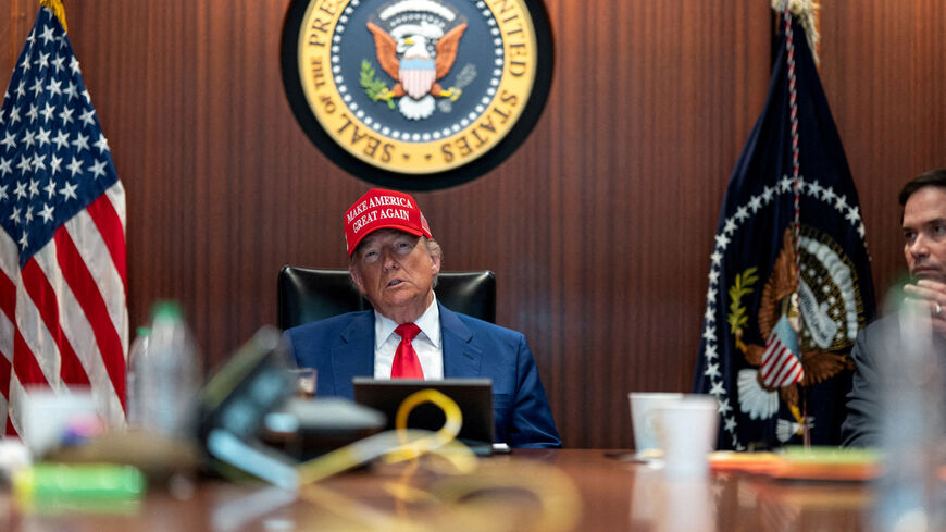 FILE PHOTO: U.S. President Donald Trump holds a meeting in the Situation Room at the White House in Washington, D.C., U.S. June 21, 2025.  The White House/Handout via REUTERS THIS IMAGE HAS BEEN SUPPLIED BY A THIRD PARTY/File Photo