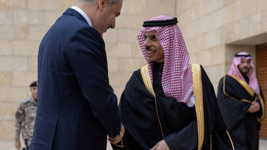 Saudi Arabia's Foreign Minister Prince Faisal bin Farhan Al-Saud meets with Turkey's Foreign Minister Hakan Fidan, in Riyadh, Saudi Arabia, January 27, 2025. Saudi Press Agency/Handout via REUTERS