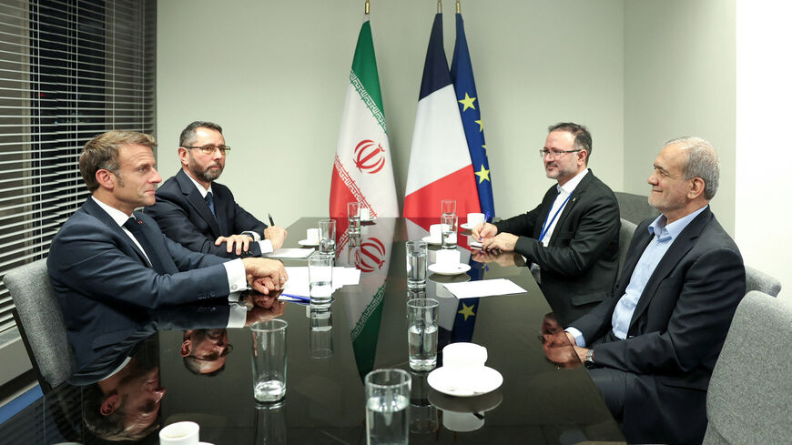 Iran's President Masoud Pezeshkian meets with France's President Emmanuel Macron in New York City, U.S., September 24, 2024. Iran's Presidency/WANA (West Asia News Agency)/Handout via REUTERS