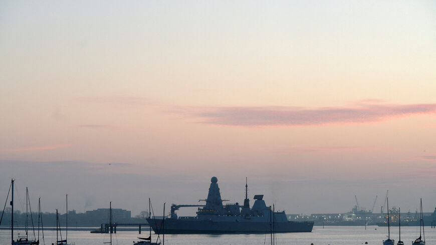 FILE PHOTO: The HMS Dragon during ammunitioning operations at Upper Harbour Ammunitioning Facility (UHAF) in Portsmouth Harbour, after British Prime Minister Keir Starmer announced that Britain would deploy the naval vessel, along with helicopters equipped with counter drone capabilities, to the eastern Mediterranean as the conflict in the Middle East intensifies, in Portsmouth, Britain March 4, 2026. REUTERS/Carlos Jasso/File Photo