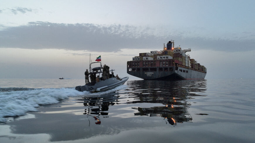 FILE PHOTO: The Epaminondas ship is seen during seizure by the Islamic Revolutionary Guard Corps (IRGC) in the Strait of Hormuz, Iran, in this image obtained by Reuters on April 24, 2026. Meysam Mirzadeh/Tasnim/WANA (West Asia News Agency) via REUTERS/File Photo