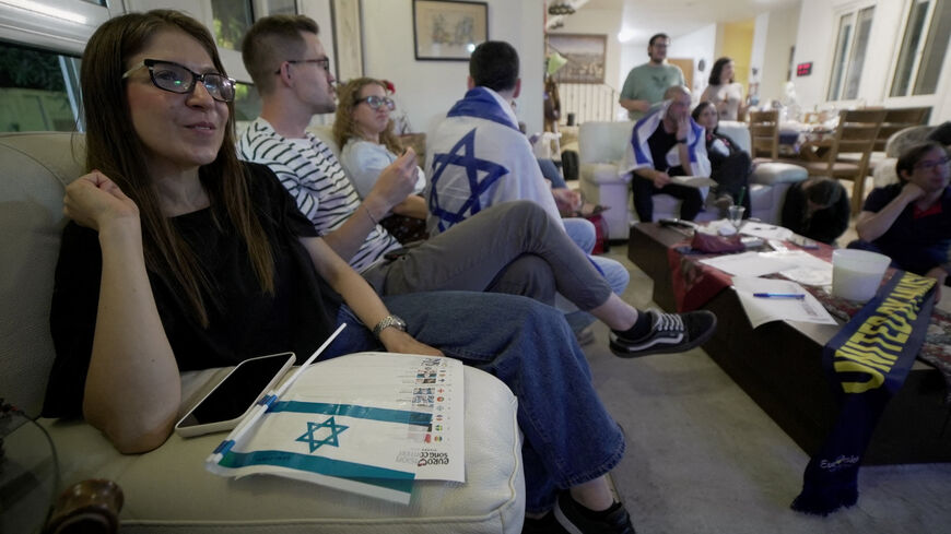 Israelis watch the first Eurovision semi-final at a watch party in Kfar Saba, Israel, May 12, 2026. REUTERS/Joseph Campbell