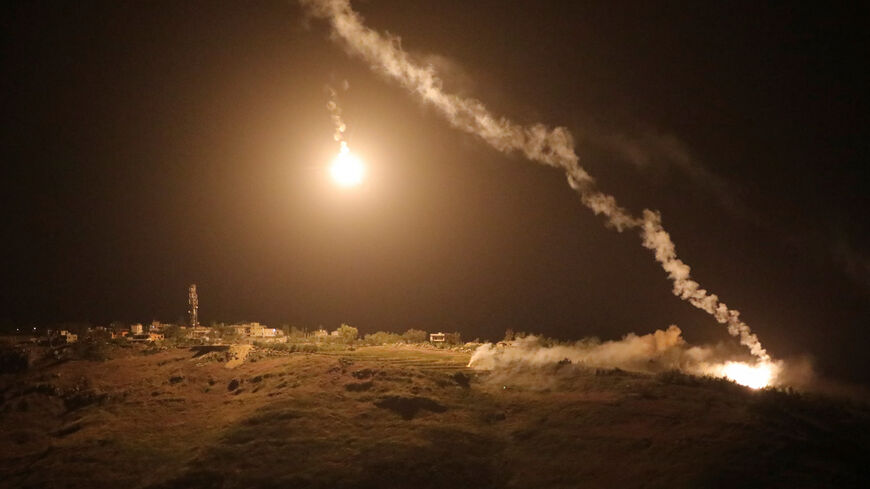 Flares are fired by Israeli forces in Arnoun as seen from Marjayoun, Lebanon May 14, 2026. REUTERS/Karamallah Daher