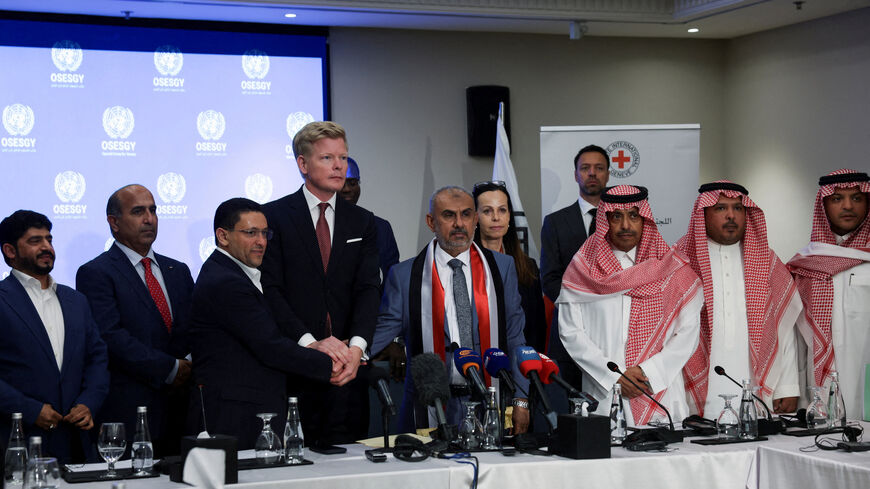 Hans Grundberg, UN Special Envoy for Yemen, poses for a photo as members of the Supervisory Committee on the Detainees Release Agreement attend the closing ceremony of a meeting between the Yemeni government and the Houthi group, in Amman, Jordan, May 14, 2026. REUTERS/Alaa Al Sukhni