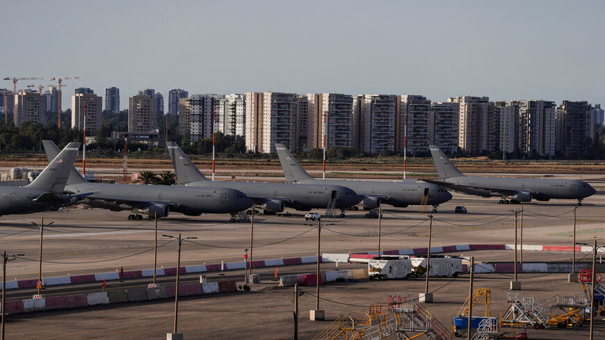 U.S. Air Force tanker aircraft are lined up at Ben Gurion International Airport in Lod, near Tel Aviv, Israel, May 19, 2026. REUTERS/ Dedi Hayun