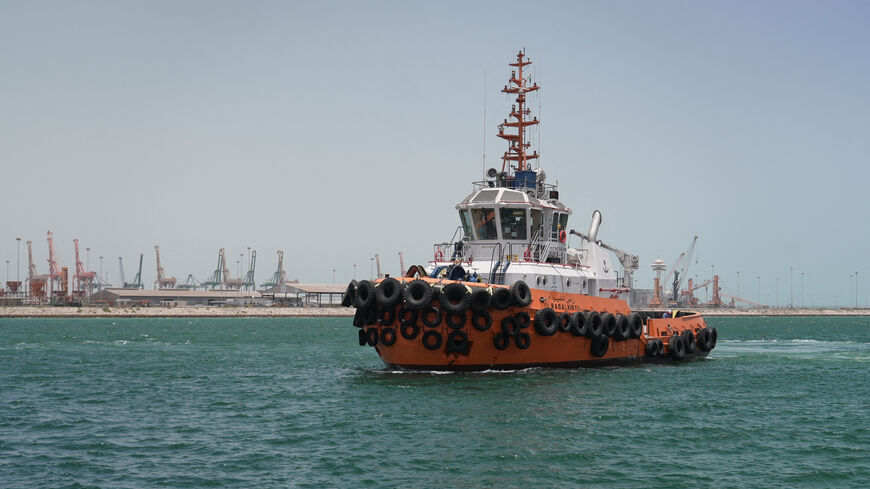 A tugboat sails in Saudi waters near the Dammam Port in Dammam, Saudi Arabia, May 17, 2026. REUTERS/Mohammed Benmansour
