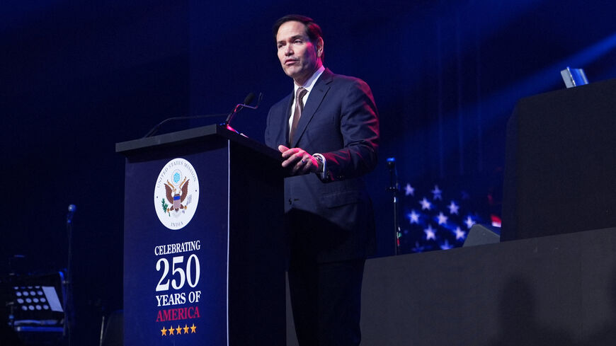 U.S Secretary of State Marco Rubio speaks at an event celebrating the United States' 250th anniversary, at the Bharat Mandapam convention center, in New Delhi, India, Sunday, May 24, 2026.     Julia Demaree Nikhinson/Pool via REUTERS