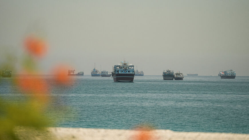 Vessels anchored at the Strait of Hormuz, as seen from Musandam, Oman, May 25, 2026. REUTERS/Stringer