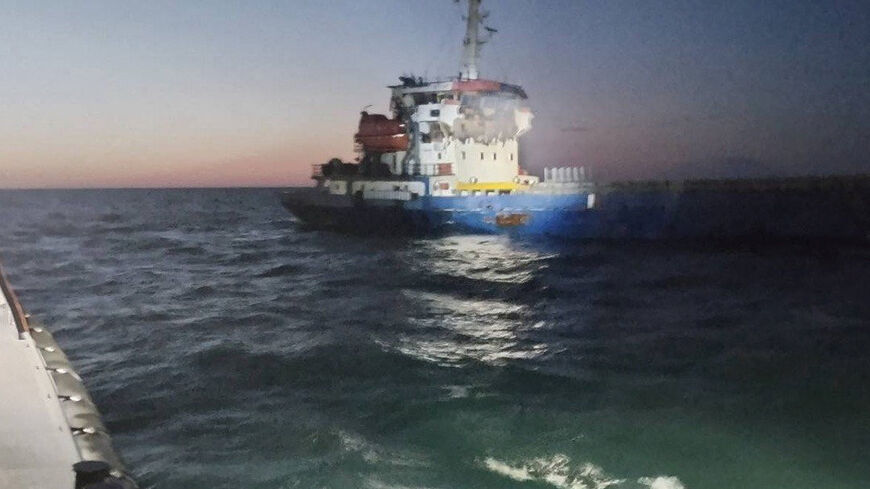 Damage on a Turkey-owned cargo ship Ant sailing under the Vanuatu flag caused due to a Russian drone attack, according to the Ukrainian navy, at the sea, in this handout image released on May 29, 2026. Ukrainian Navy/Handout via REUTERS