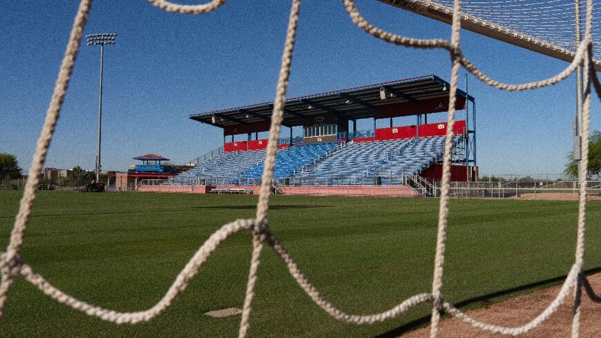Grass on the pitch at the Kino Sports Complex, where Iran's national football team will train is trimmed to FIFA regulation height 