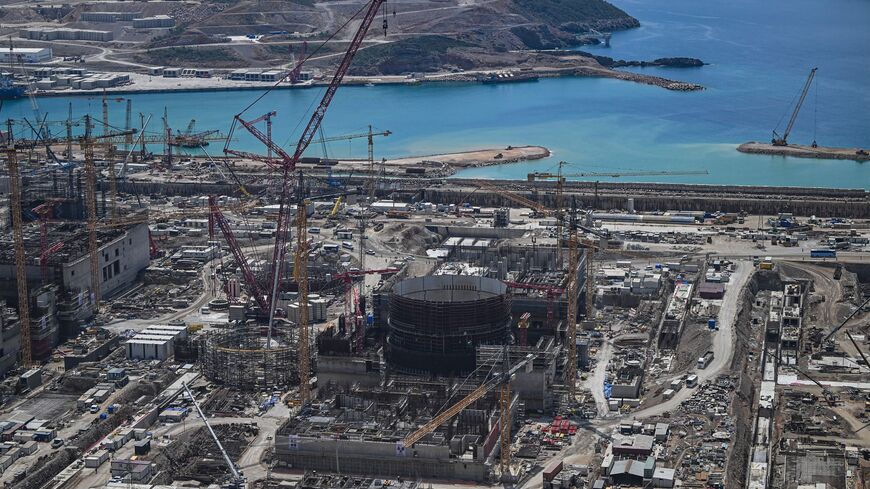 This aerial photograph taken on April 26, 2023 shows the construction of the Russian-built Akkuyu Nuclear Power Plant in Mersin Province. - Turkey's President Recep Tayyip Erdogan will try to offset his absence from the campaign trail weeks before crucial elections by unveiling the nuclear plant by video link. (Photo by OZAN KOSE / AFP) (Photo by OZAN KOSE/AFP via Getty Images)