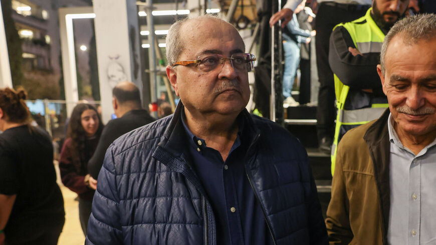 Arab-Israeli Knesset member Ahmed Tibi takes part in a demonstration against rising crime rates against Arab-Israelis in Tel Aviv, Israel, Jan. 31, 2026.