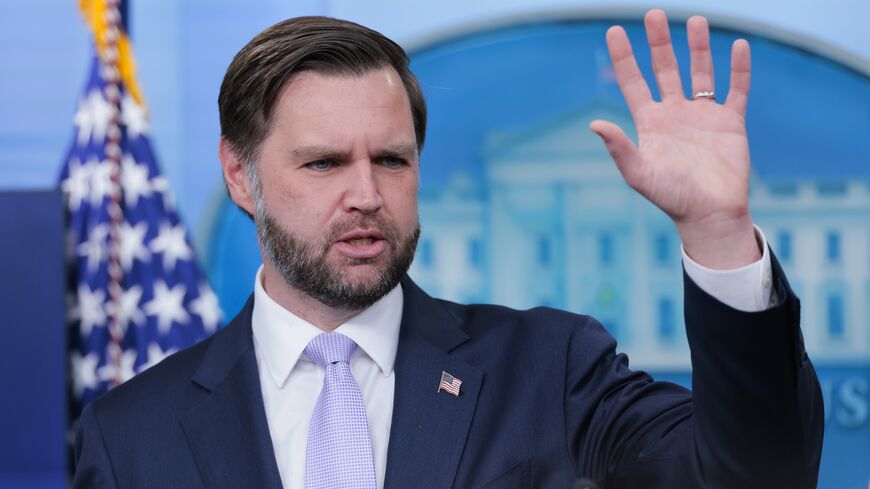 US Vice President JD Vance speaks during a press conference in the Brady Press Briefing Room at the White House on May 19, 2026, in Washington, DC.