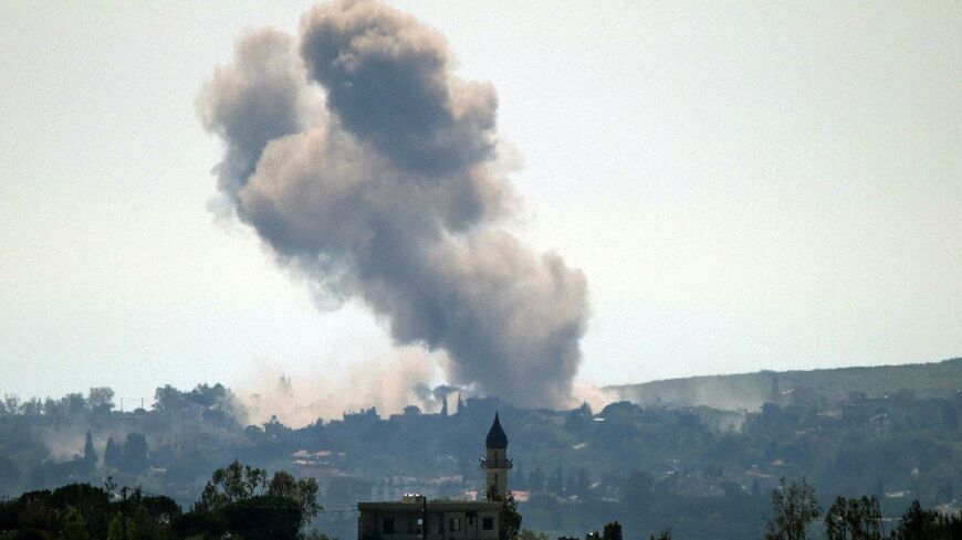 Smoke from an Israeli airstrike on the southern Lebanese village of Zawtar al-Gharbiyeh on May 11