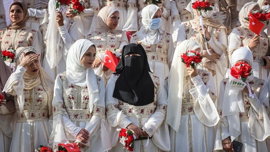 The mass wedding is one of many to have been organised since a ceasefire took effect in Gaza in October