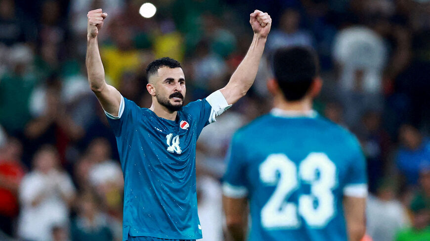 FILE PHOTO: Soccer Football - FIFA World Cup - Inter-Confederation Playoffs - Final - Iraq v Bolivia - Estadio Monterrey, Monterrey, Mexico - March 31, 2026 Iraq's Aymen Hussein celebrates scoring their second goal REUTERS/Raquel Cunha/File Photo