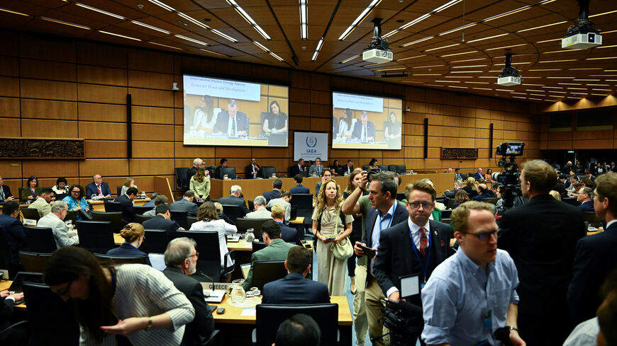 People arrive for the quarterly board of governors meeting at the IAEA headquarters in Vienna, Austria, June 8, 2026. REUTERS/Elisabeth Mandl