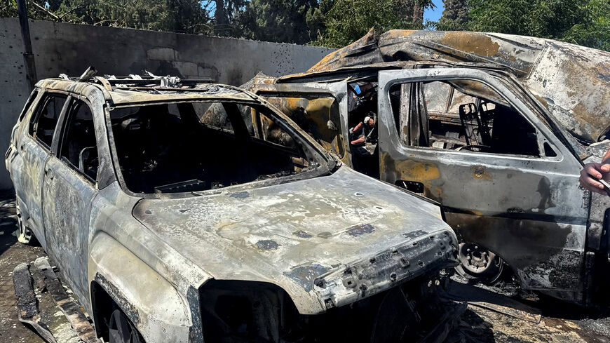 Burnt vehicles, following an Israeli strike in Sidon, southern Lebanon June 10, 2026.  Picture taken with a mobile phone. REUTERS/Ali Hankir
