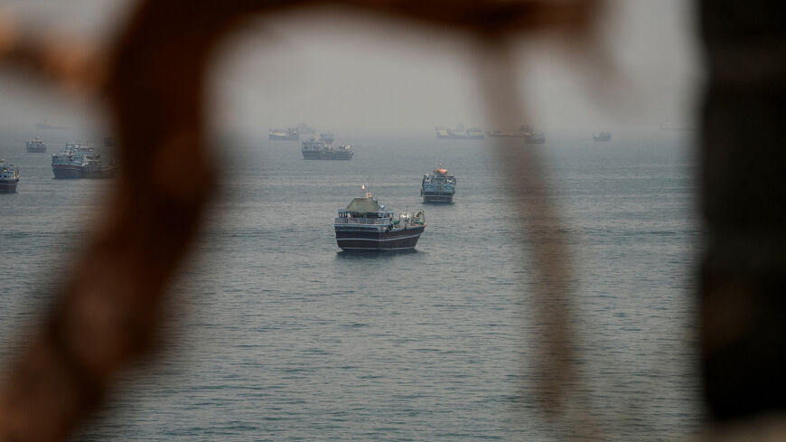 Vessels are anchored in the Strait of Hormuz, as seen from Musandam, Oman, June 11, 2026. REUTERS/Stringer