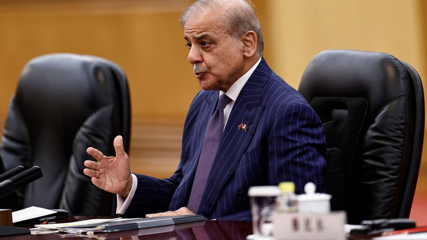 Pakistan's Prime Minister Shehbaz Sharif attends a meeting with Chinese President Xi Jinping (not pictured) at the Great Hall of the People, in Beijing, China May 25, 2026. REUTERS/Tingshu Wang/Pool