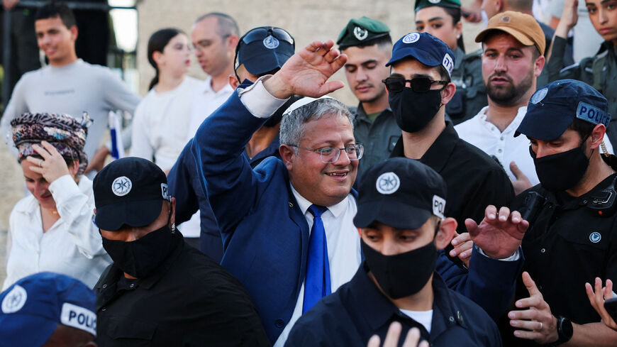 Israeli National Security Minister Itamar Ben-Gvir takes part in the annual Jerusalem Day march in the Old City of Jerusalem, May 14, 2026. REUTERS/Ammar Awad