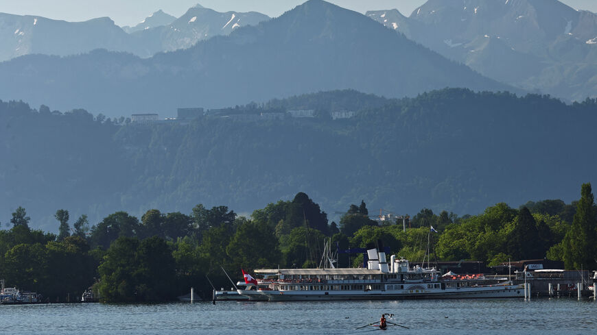 The Buergenstock resort, in Obbuergen, where possible talks between the U.S. and Iranian delegations after the two countries' presidents signed an interim deal aimed at ending the war could take place, is seen from Lucerne, Switzerland, June 19, 2026. REUTERS/Denis Balibouse