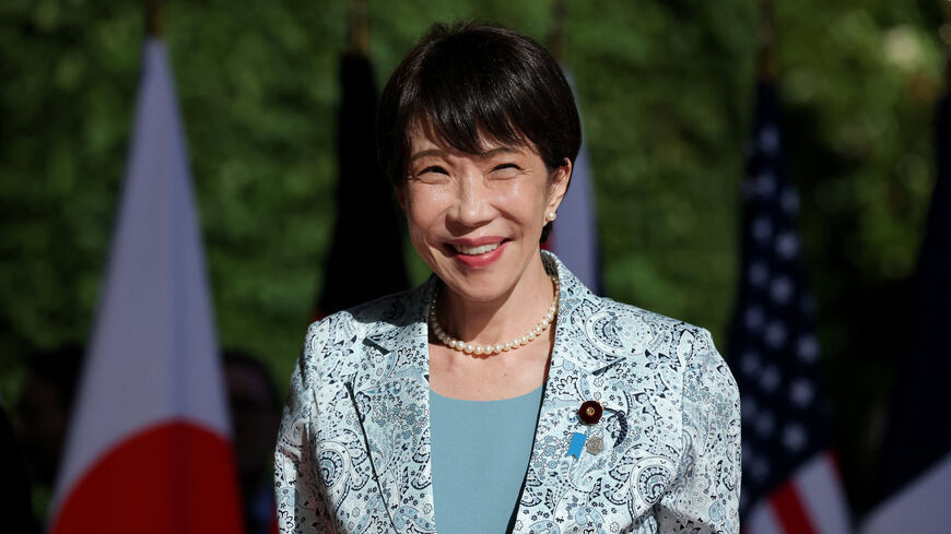 Japan's Prime Minister Sanae Takaichi arrives at the Hotel Royal to attend the G7 Summit in Evian-les-Bains, France, June 15, 2026. REUTERS/Christian Hartmann