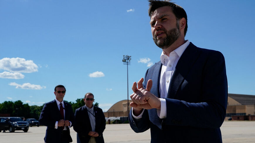 U.S. Vice President J.D. Vance speaks to reporters at Joint Base Andrews, Maryland, U.S., June 20, 2026. REUTERS/Elizabeth Frantz/Pool