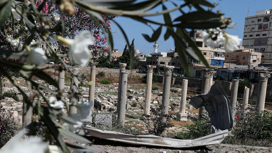 A piece of metal lies at of Al‑Bass Roman ruins, a UNESCO World Heritage site hit by an Israeli airstrike  in Tyre, southern Lebanon June 25, 2026. REUTERS/Zohra Bensemra