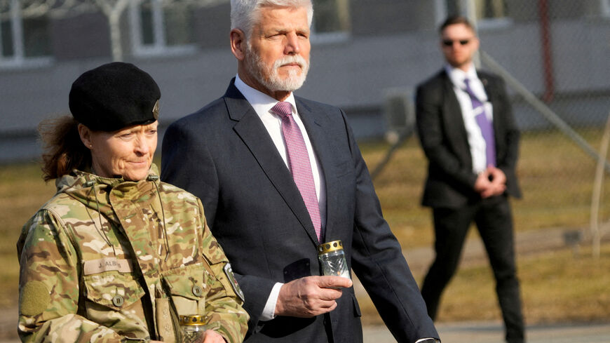 FILE PHOTO: Commander of the Multinational Division North Jette Albinus and Czech President Petr Pavel visit NATO enhanced Forward Presence brigade Latvia in Adazi military base, Latvia, March 11, 2026. REUTERS/Ints Kalnins/File Photo