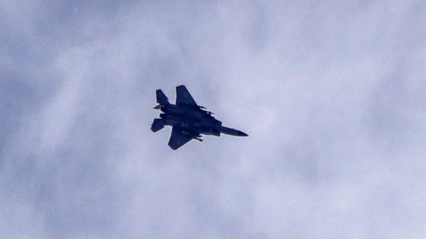 An Israeli fighter jet flies over the southern Lebanese area of Marjayoun on June 3
