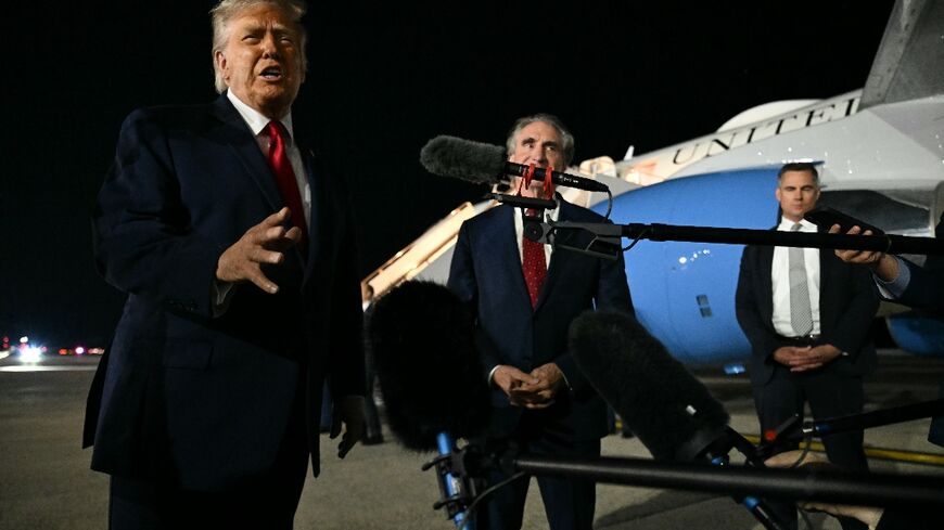 US President Donald Trump speaks to the press before boarding Air Force One prior to departure from John F. Kennedy International Airport, in New York, on June 9, 2026
