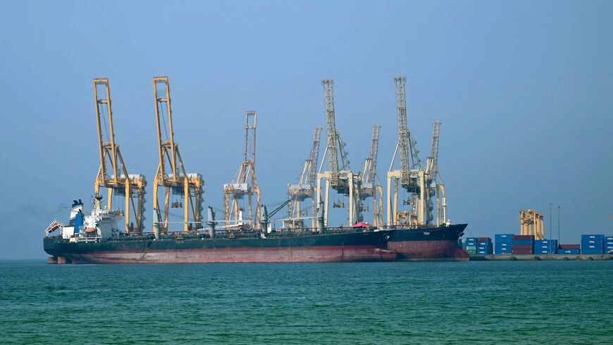 Tankers are seen at the Khor Fakkan Container Terminal, the only natural deep-sea port in the region and one of the major container ports in the Sharjah Emirate, along the Strait of Hormuz, a waterway through which one-fifth of global oil output passes on June 23, 2025.