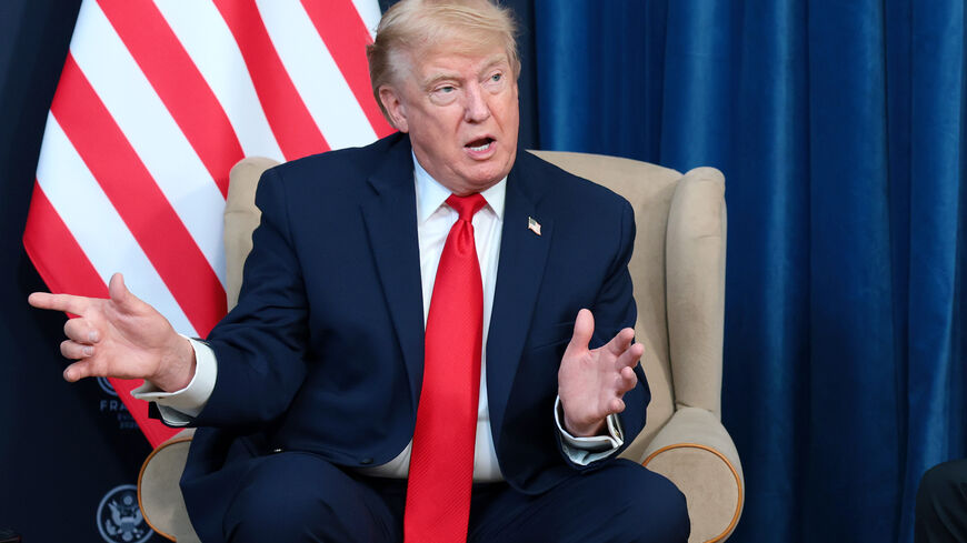 EVIAN-LES-BAINS, FRANCE - JUNE 16: U.S. President Donald Trump speaks during a bilateral meeting with the Emir of Qatar, Sheikh Tamim bin Hamad Al Thani on the sidelines of the G7 summit, on June 16, 2026 in Evian-les-Bains, France. Leaders from the Group of 7 (G7) countries convened in Evian, France, near the Swiss border, for their annual summit to discuss challenges to peace and security for Ukraine and Europe, the situation in the Middle East, and other geopolitical issues. (Photo by Anna Moneymaker/Get