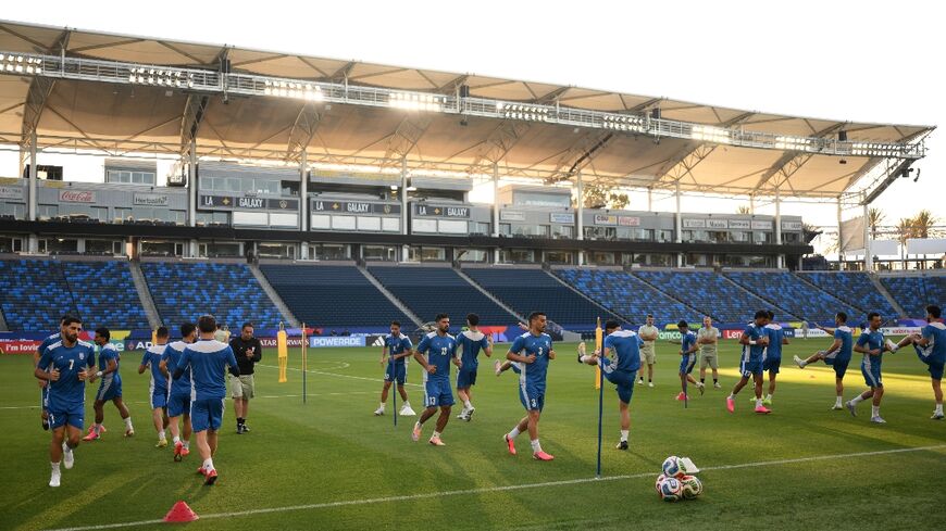 Iran's players take part in a training session in Los Angeles ahead of their opening World Cup game against New Zealand