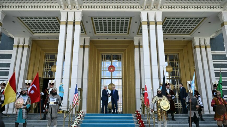 Turkish President Recep Tayyip Erdogan gave US President Donald Trump a lavish state arrival ceremony at the Bestepe Presidential Compound in Ankara