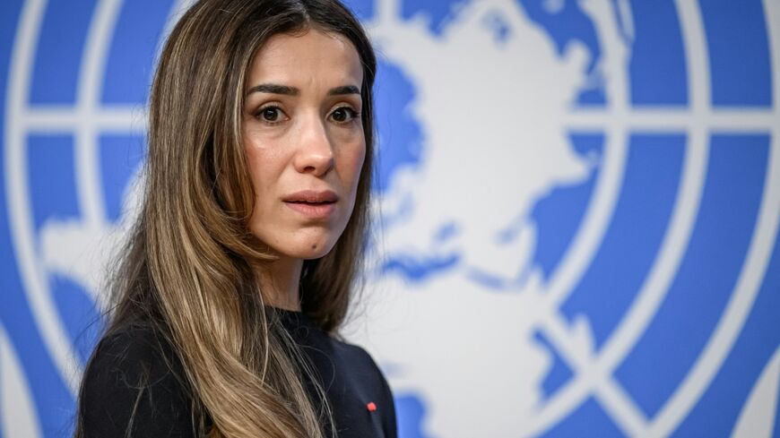 Iraqi Yazidi Nobel Peace Prize laureate Nadia Murad gave a press conference at the United Nations in Geneva
