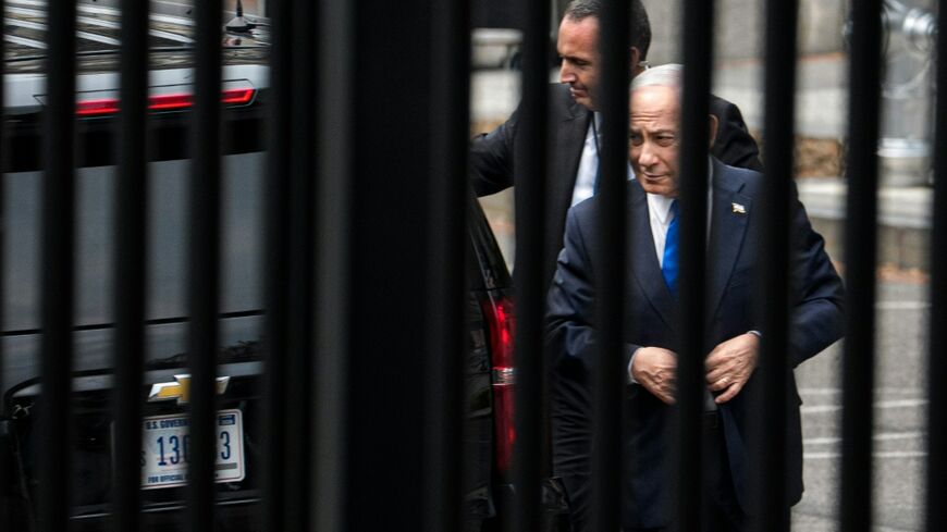 Israeli Prime Minister Benjamin Netanyahu arrives at the White House for talks with US President Donald Trump about the ongoing war against Iran