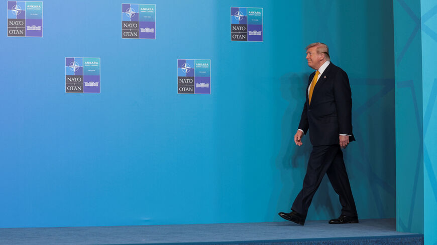 U.S. President Donald Trump arrives for a family photo during the NATO leaders summit at the Bestepe Presidential Compound in Ankara, Turkey, July 8, 2026. REUTERS/Jonathan Ernst