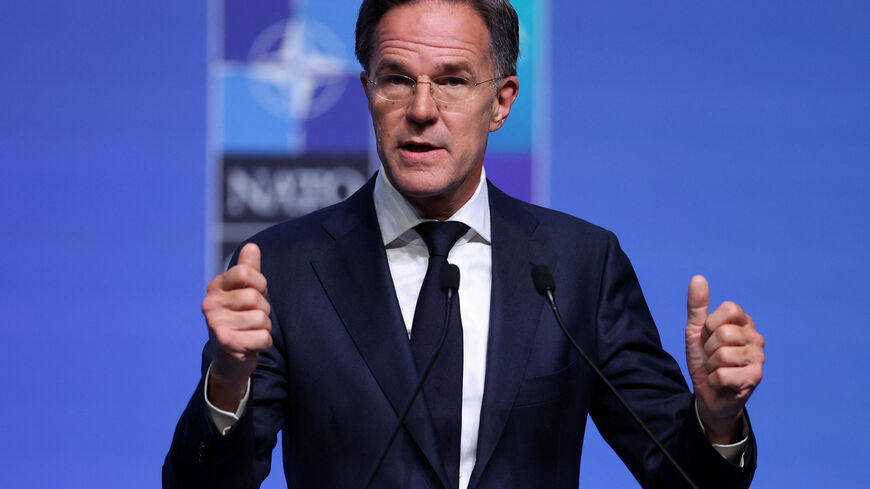 NATO Secretary-General Mark Rutte gestures as he speaks to the media on the day of a NATO leaders' summit in Ankara, Turkey, July 8, 2026. REUTERS/Umit Bektas