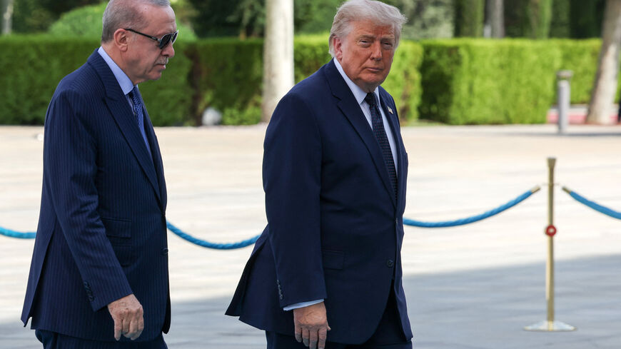 U.S. President Donald Trump and Turkish President Tayyip Erdogan participate in a state arrival ceremony, ahead of a NATO leaders' summit, at the Bestepe Presidential Compound in Ankara, Turkey, July 7, 2026. REUTERS/Umit Bektas