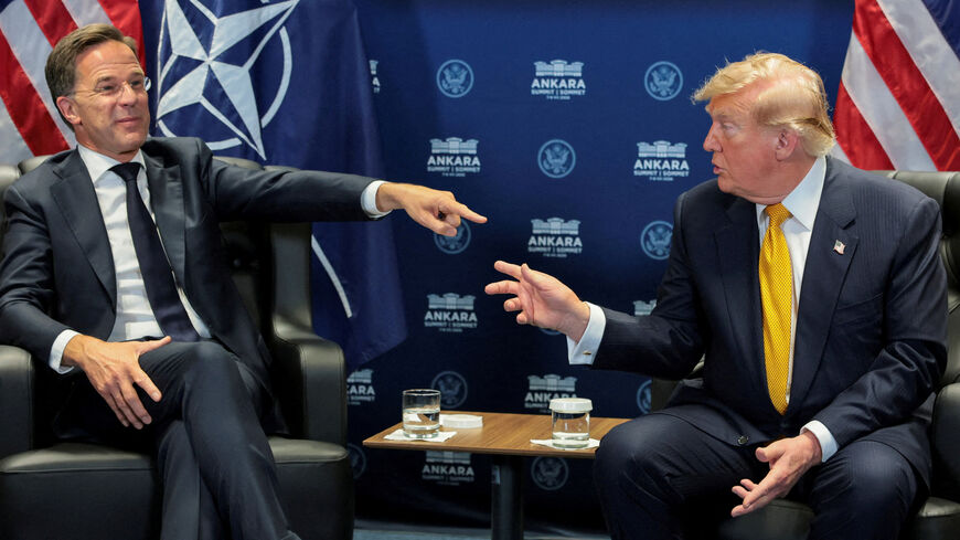 FILE PHOTO: U.S. President Donald Trump and NATO Secretary General Mark Rutte hold a bilateral meeting on the sidelines of the NATO leaders summit at the Bestepe Presidential Compound in Ankara, Turkey, July 8, 2026. REUTERS/Jonathan Ernst/File Photo