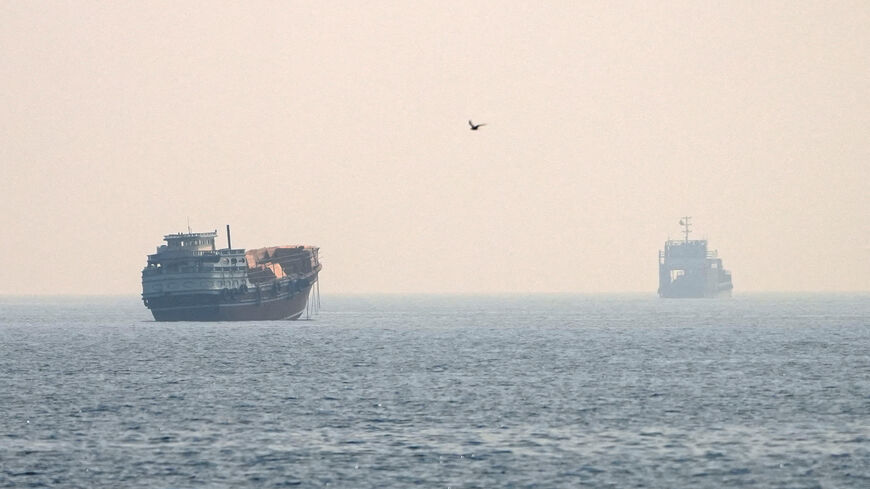 FILE PHOTO: Vessels at the Strait of Hormuz, as seen from Musandam, Oman, July 8, 2026. REUTERS/Stringer/File Photo