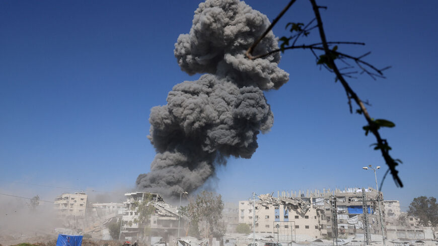 Smoke rises following an Israeli strike on a metal foundry in Gaza City, July 12, 2026. REUTERS/Dawoud Abu Alkas