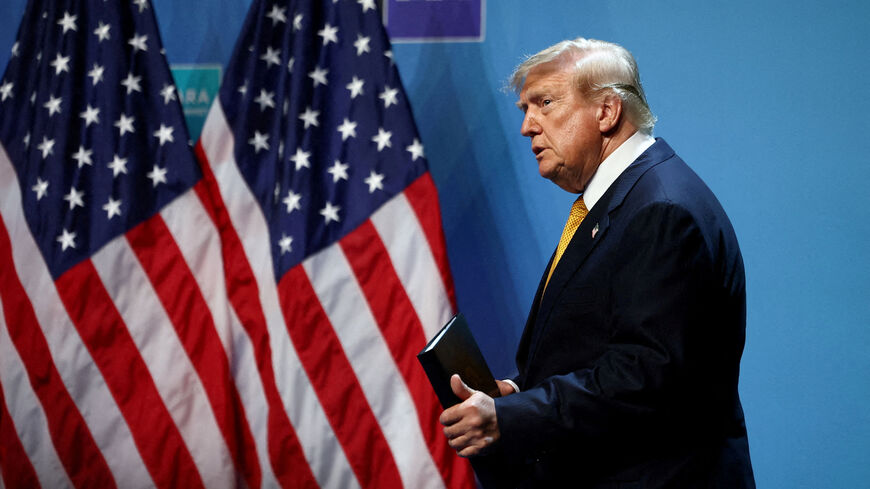 FILE PHOTO: U.S. President Donald Trump arrives to speak to the media on the day of a NATO leaders' summit in Ankara, Turkey, July 8, 2026. REUTERS/Stoyan Nenov/File Photo