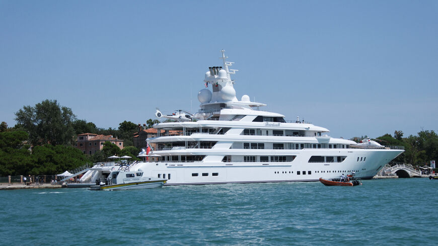 The mega-yacht belonging to Tilman J. Fertitta, the US Ambassador to Italy, has arrived in Venice, Italy, July 17, 2026. REUTERS/Manuel Silvestri