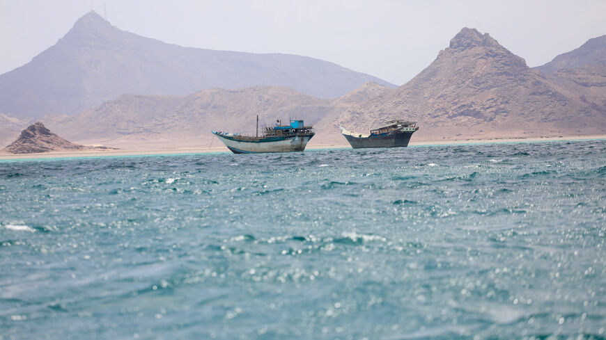 FILE PHOTO: Boats float near the coast of Bab el-Mandeb, Yemen April 2, 2026. REUTERS/File Photo