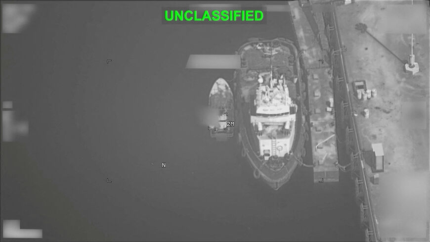 A boat is targetted, at an unknown location, during what the U.S. Central Command (CENTCOM) says are strikes on Iranian military targets, in this screengrab taken from a handout video released on July 23, 2026. U.S. Central Command/Handout via REUTERS